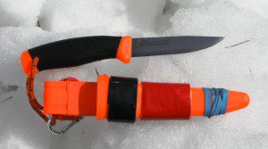 This T-18 Mora knife has had the sheath modifed for safety and is moderately priced. (Leon Pantenburg photo)