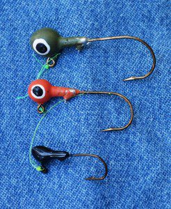 The basis of a very effective group of survival fishing lures is the simple, leadhead jig. From top is a quarter, eighth and sixteenth ounce jig (Pantenburg photos)
